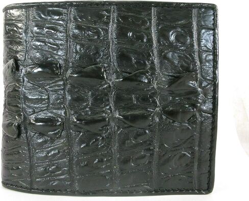 Genuine Crocodile Alligator Tail Skin Leather Slim Bifold Men's Wallet ([A8] - 7 Card Slots + 1 ID Window + 2 Compartments for Bills, Black) in Kuwait