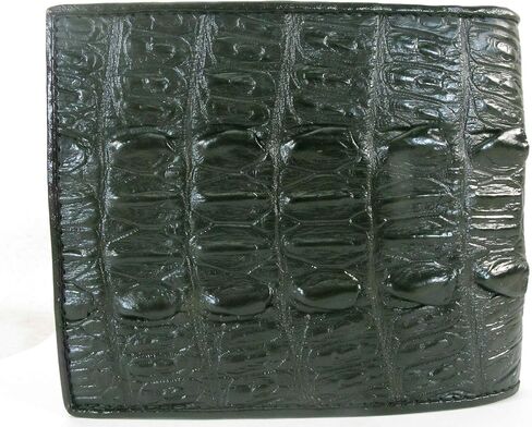 Genuine Crocodile Alligator Tail Skin Leather Slim Bifold Men's Wallet ([A8] - 7 Card Slots + 1 ID Window + 2 Compartments for Bills, Black) in Kuwait