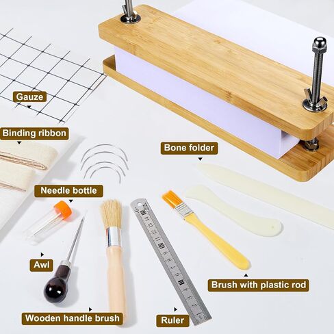 Book Press - Bamboo Wood Bookbinding Press for Craft Enthusiasts - Anti-Slip Mat, Portable & Handmade Book Binding Tool - Ideal for Flower DIY Bookbinding & Comic Book Pressing - 15 * 3.14" Size in Saudi Arabia