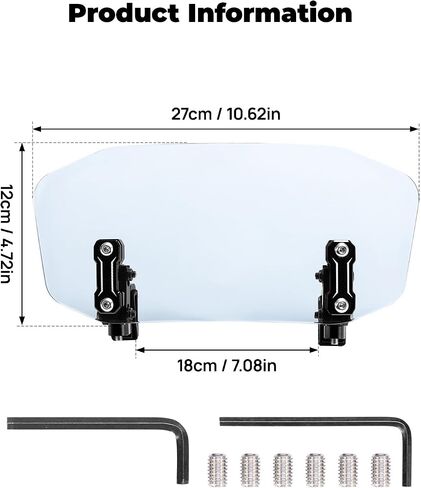 KEMIMOTO Motorcycle Windshield Upgraded Aluminum Metal Heightened Windshield Spoiler Clip Universal Adjustable Extension Clips Windshield Extension Cleaning in Saudi Arabia