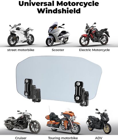 KEMIMOTO Motorcycle Windshield Upgraded Aluminum Metal Heightened Windshield Spoiler Clip Universal Adjustable Extension Clips Windshield Extension Cleaning in Saudi Arabia