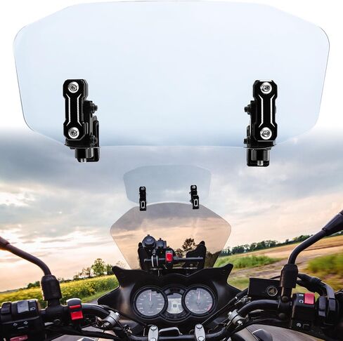 KEMIMOTO Motorcycle Windshield Upgraded Aluminum Metal Heightened Windshield Spoiler Clip Universal Adjustable Extension Clips Windshield Extension Cleaning in Saudi Arabia