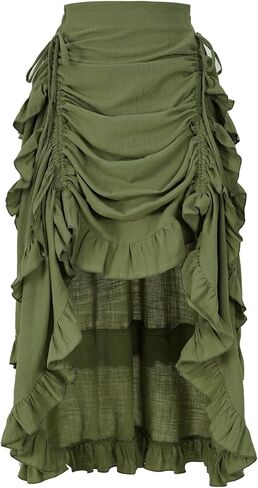 Women's Medieval Gothic Steampunk Victorian Asymmetrical High Low Skirt Pirate Skirt in Saudi Arabia