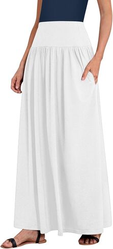 Sweet Hearts Maxi Skirts for Women with Pockets- Elastic Waist Casual Long Skirts XS-XL Made in USA in Saudi Arabia