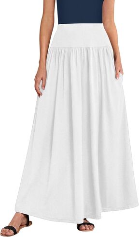 Sweet Hearts Maxi Skirts for Women with Pockets- Elastic Waist Casual Long Skirts XS-XL Made in USA in Saudi Arabia