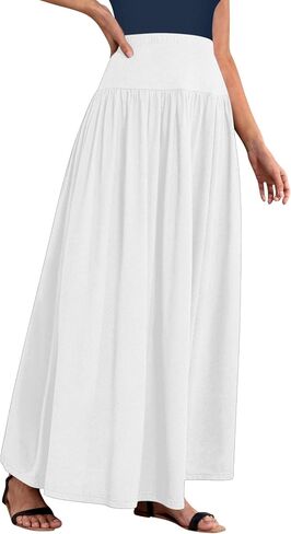Sweet Hearts Maxi Skirts for Women with Pockets- Elastic Waist Casual Long Skirts XS-XL Made in USA in Saudi Arabia