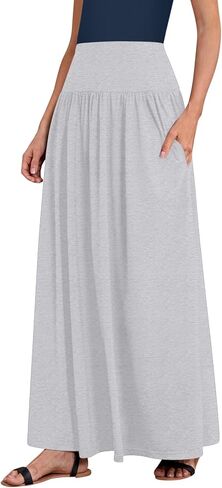 Sweet Hearts Maxi Skirts for Women with Pockets- Elastic Waist Casual Long Skirts XS-XL Made in USA in Saudi Arabia