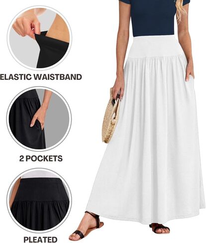 Sweet Hearts Maxi Skirts for Women with Pockets- Elastic Waist Casual Long Skirts XS-XL Made in USA in Saudi Arabia