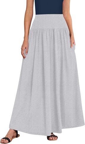 Sweet Hearts Maxi Skirts for Women with Pockets- Elastic Waist Casual Long Skirts XS-XL Made in USA in Saudi Arabia
