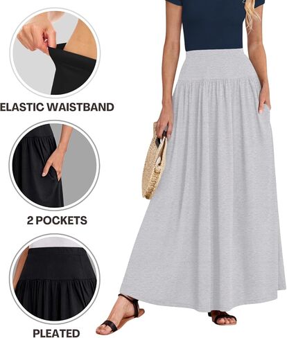 Sweet Hearts Maxi Skirts for Women with Pockets- Elastic Waist Casual Long Skirts XS-XL Made in USA in Saudi Arabia