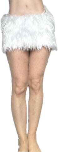 BIANNA Faux Fur Skirt, Handmade Furry Mini Micro Skirt, Rave Party Festival Parade Costume Mardi Gras Halloween, Made in US in Saudi Arabia