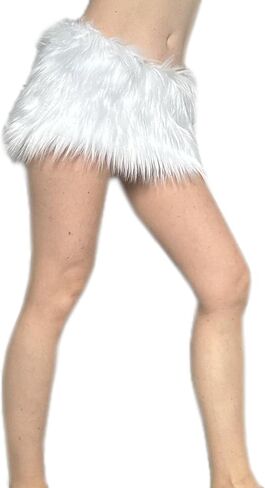 BIANNA Faux Fur Skirt, Handmade Furry Mini Micro Skirt, Rave Party Festival Parade Costume Mardi Gras Halloween, Made in US in Saudi Arabia