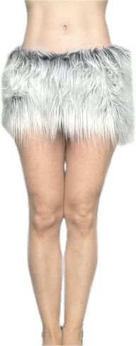 BIANNA Faux Fur Skirt, Handmade Furry Mini Micro Skirt, Rave Party Festival Parade Costume Mardi Gras Halloween, Made in US in Saudi Arabia