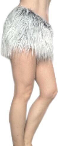 BIANNA Faux Fur Skirt, Handmade Furry Mini Micro Skirt, Rave Party Festival Parade Costume Mardi Gras Halloween, Made in US in Saudi Arabia