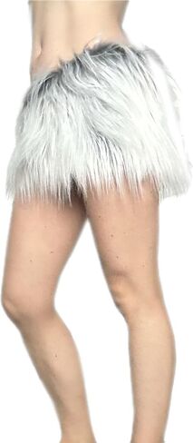 BIANNA Faux Fur Skirt, Handmade Furry Mini Micro Skirt, Rave Party Festival Parade Costume Mardi Gras Halloween, Made in US in Saudi Arabia