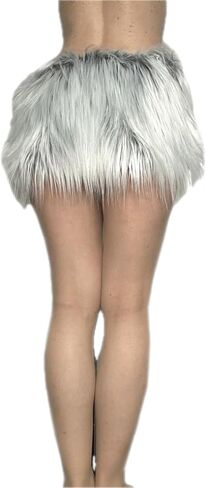 BIANNA Faux Fur Skirt, Handmade Furry Mini Micro Skirt, Rave Party Festival Parade Costume Mardi Gras Halloween, Made in US in Saudi Arabia