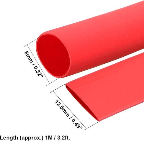 uxcell Heat Shrink Tubing 7mm Dia 11mm Flat Width 1m 2:1 Heat Shrink Tube Wire Wrap Red in Saudi Arabia