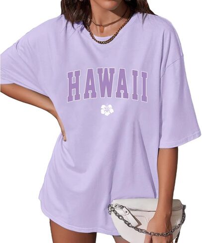 Hawaiian Shirts for Women Oversized Hawaii Graphic Tees for Teen Girls Preppy Aesthetic Shirts Beach T Shirts Tops in Saudi Arabia