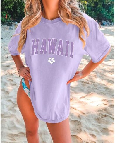 Hawaiian Shirts for Women Oversized Hawaii Graphic Tees for Teen Girls Preppy Aesthetic Shirts Beach T Shirts Tops in Saudi Arabia
