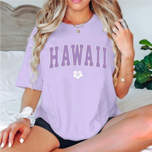 Hawaiian Shirts for Women Oversized Hawaii Graphic Tees for Teen Girls Preppy Aesthetic Shirts Beach T Shirts Tops in Saudi Arabia