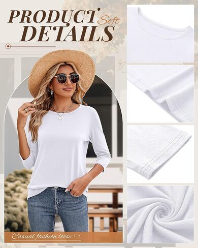 Huukeay 4 Pack Women's 3/4 Length Sleeve Tops Round Neck Casual Basic Tees Loose Fit Elbow Sleeve Tops in Saudi Arabia
