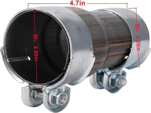 Stainless Steel Exhaust Reducer Adapter, 2.35" to 2.55" ID Exhaust Connector Pipe with Clamp –Durable Exhaust Pipe Adapter for Cars, Trucks, and Motorcycles in Saudi Arabia