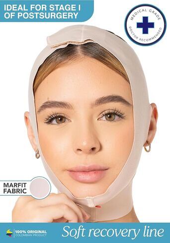 Sonryse MAC31VE Post Surgery Chin Lift After Lipo Compression Garment Strap Mentonera Post Quirrgica Facial Beige Medium in Kuwait