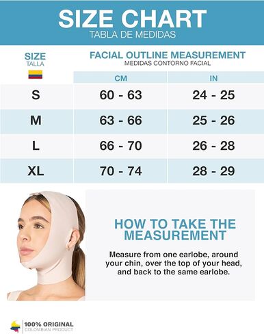 Sonryse MAC31VE Post Surgery Chin Lift After Lipo Compression Garment Strap Mentonera Post Quirrgica Facial Beige Medium in Kuwait