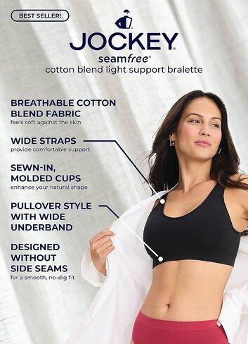 Jockey Women's Bra Seamfree Cotton Blend Light Support Bralette in Saudi Arabia