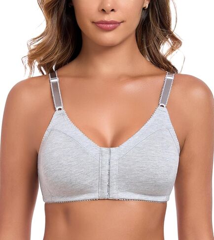 HACI Women's Front Closure Cotton Bra Wirefree Unpadded Full Coverage Everyday Bralette in Kuwait