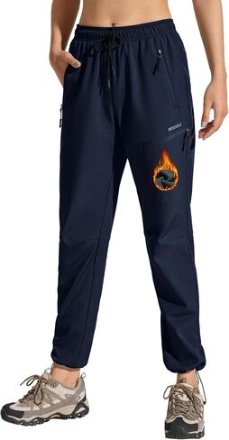 MOCOLY Women's Ski Snow Pants Warm Fleece Lined Hiking Pants Waterproof Windproof Softshell Insulated Warm Winter Cargo Pants in Kuwait