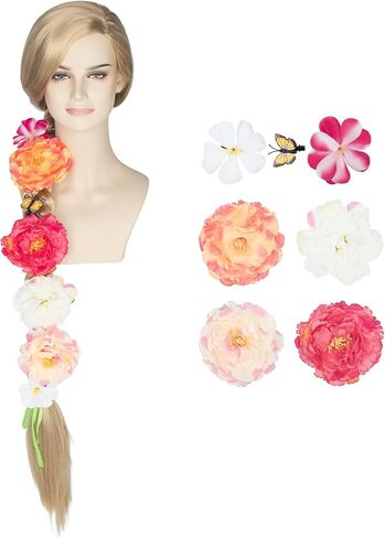 Miss U Hair Long Blonde Braided Costume Wig Halloween Cosplay Costume Wig for Adult Women Girl in Kuwait