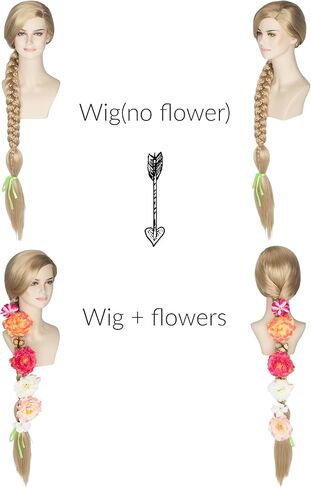 Miss U Hair Long Blonde Braided Costume Wig Halloween Cosplay Costume Wig for Adult Women Girl in Kuwait