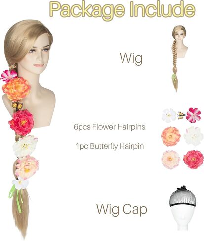 Miss U Hair Long Blonde Braided Costume Wig Halloween Cosplay Costume Wig for Adult Women Girl in Kuwait