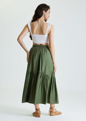 Scarlet Darkness Maxi Skirts for Women Renaissance High Waisted Boho Tiered Flowy Skirt with Pockets in Saudi Arabia