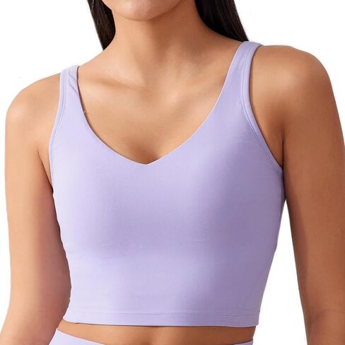 Lemedy Women Sports Bra مصبوب كوب Longline Crop Tank Top Pated Pated Running Yoga in Kuwait