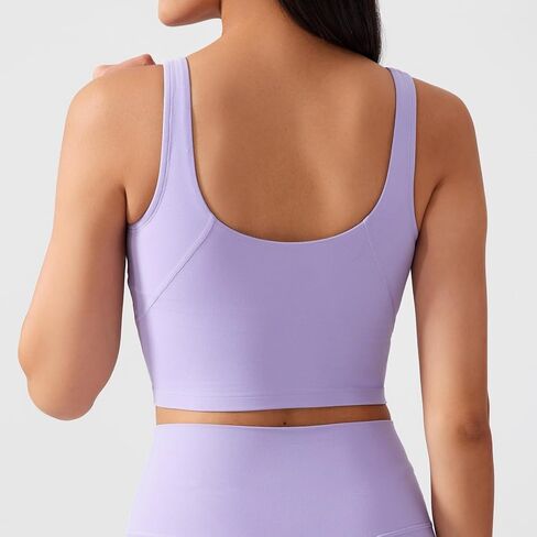 Lemedy Women Sports Bra مصبوب كوب Longline Crop Tank Top Pated Pated Running Yoga in Kuwait