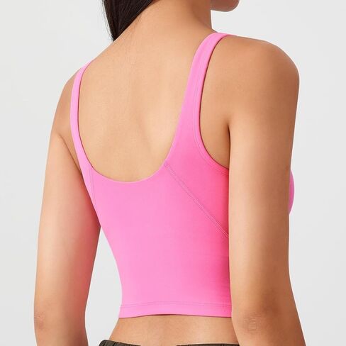 Lemedy Women Sports Bra Molded Cup Longline Crop Tank Top Padded Workout Running Yoga in Kuwait