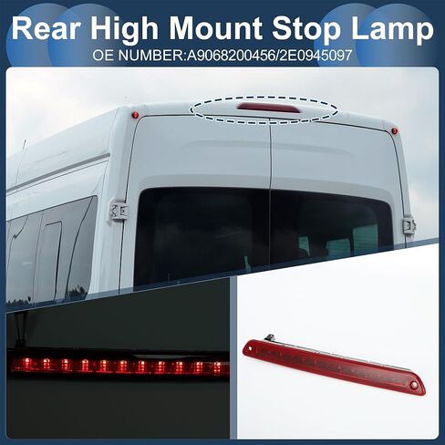 LED Third Brake Light Compatible for MercedesBenz Sprinter 2500 3500 2014-2023, Waterproof Plastic Red Housing 3rd High Mounted Stop Lamp Rear Center High Level Brake Light in Kuwait