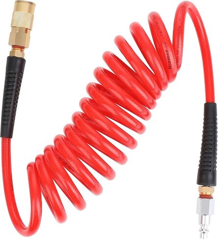 Hromee 1/4 in x 30 ft Polyurethane Recoil Air Compressor Hose with Bend Restrictors Compressor Hose with 1/4" Industrial Universal Quick Coupler and 4PCS I/M Plug Kit, Red in Saudi Arabia