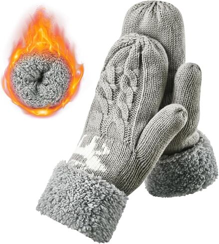 Winter Warm Women's Mittens, Thermal Fleece Knitted Gloves with Cozy Soft Lined for Cold Weather Running Driving in Kuwait