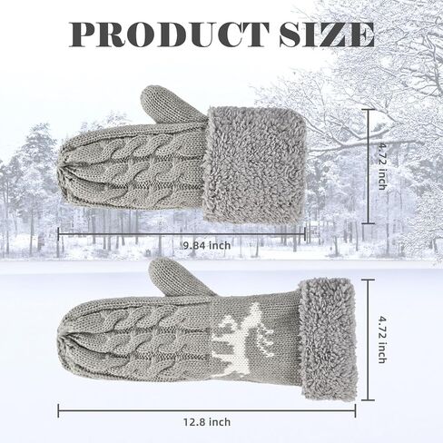 Winter Warm Women's Mittens, Thermal Fleece Knitted Gloves with Cozy Soft Lined for Cold Weather Running Driving in Kuwait