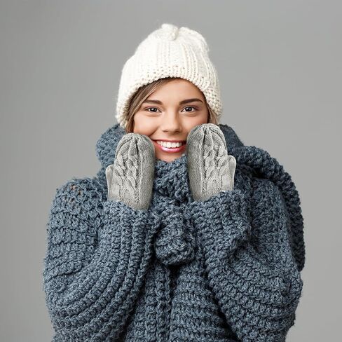 Winter Warm Women's Mittens, Thermal Fleece Knitted Gloves with Cozy Soft Lined for Cold Weather Running Driving in Kuwait