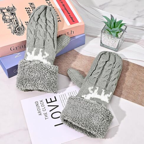 Winter Warm Women's Mittens, Thermal Fleece Knitted Gloves with Cozy Soft Lined for Cold Weather Running Driving in Kuwait
