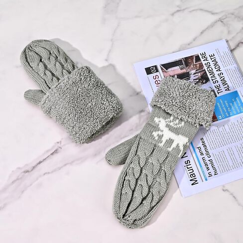 Winter Warm Women's Mittens, Thermal Fleece Knitted Gloves with Cozy Soft Lined for Cold Weather Running Driving in Kuwait