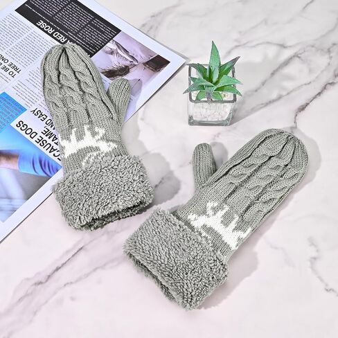 Winter Warm Women's Mittens, Thermal Fleece Knitted Gloves with Cozy Soft Lined for Cold Weather Running Driving in Kuwait