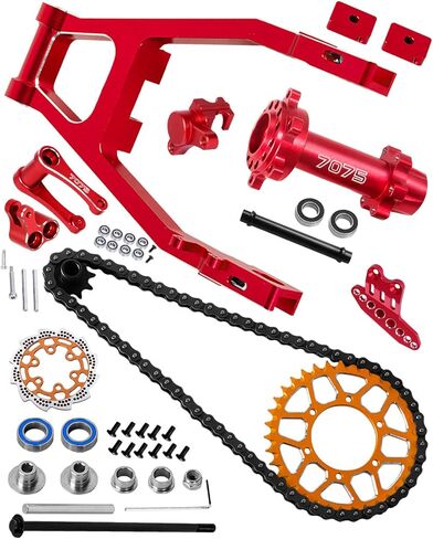 Roller Chain&Rear Swing Arm&Hub Chain Gears&Wheel Hub Hex&Caliper&Brake Disk&Front Sprocket&Chain Guard Protector&Knuckle&Pull Rod Parts for LOSI 1/4 Promoto-MX Motorcycle RTR FXR,Navy Blue in Saudi Arabia