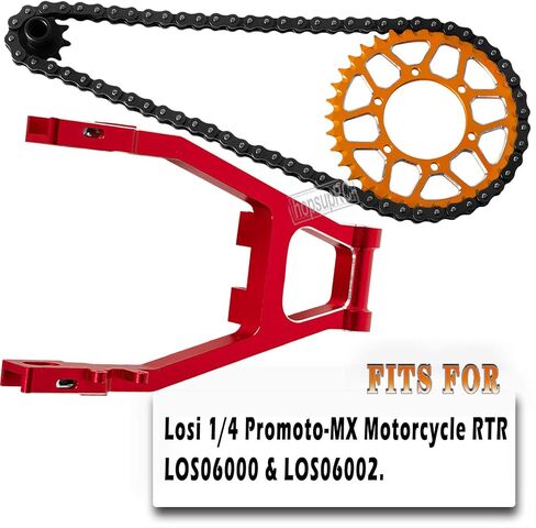 Roller Chain&Rear Swing Arm&Hub Chain Gears&Wheel Hub Hex&Caliper&Brake Disk&Front Sprocket&Chain Guard Protector&Knuckle&Pull Rod Parts for LOSI 1/4 Promoto-MX Motorcycle RTR FXR,Navy Blue in Saudi Arabia
