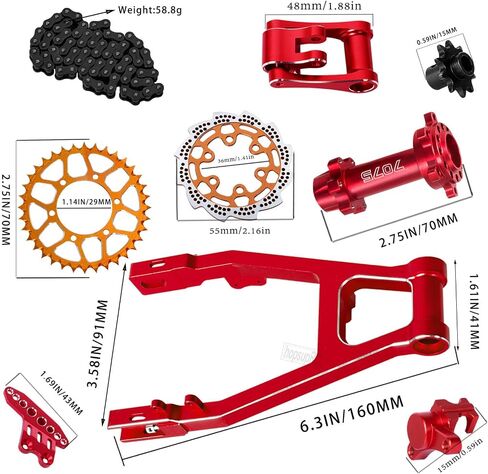 Roller Chain&Rear Swing Arm&Hub Chain Gears&Wheel Hub Hex&Caliper&Brake Disk&Front Sprocket&Chain Guard Protector&Knuckle&Pull Rod Parts for LOSI 1/4 Promoto-MX Motorcycle RTR FXR,Navy Blue in Saudi Arabia