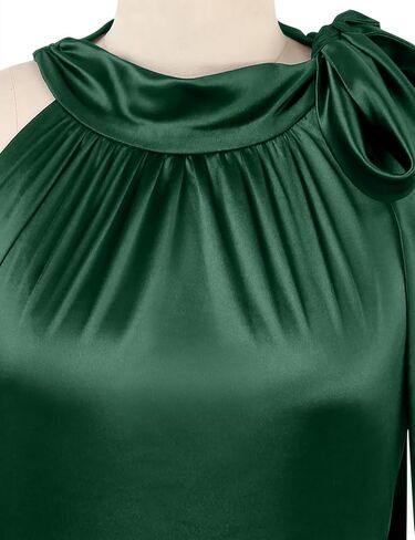 Womens Vintage Halter Tie Neck Satin Formal Cocktail Party Long Dress in Saudi Arabia